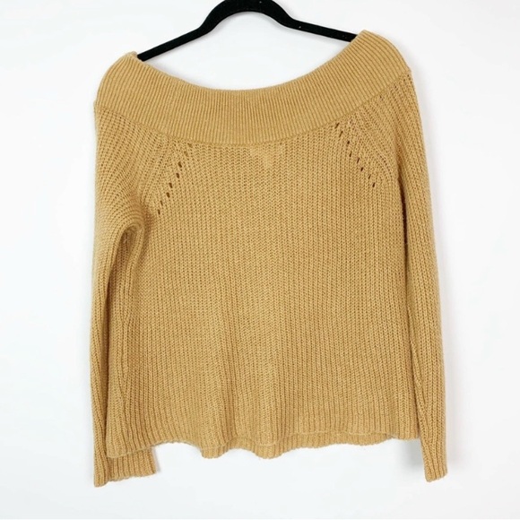 Women's Off-Shoulder Sweater - Tan - Picture 4 of 4